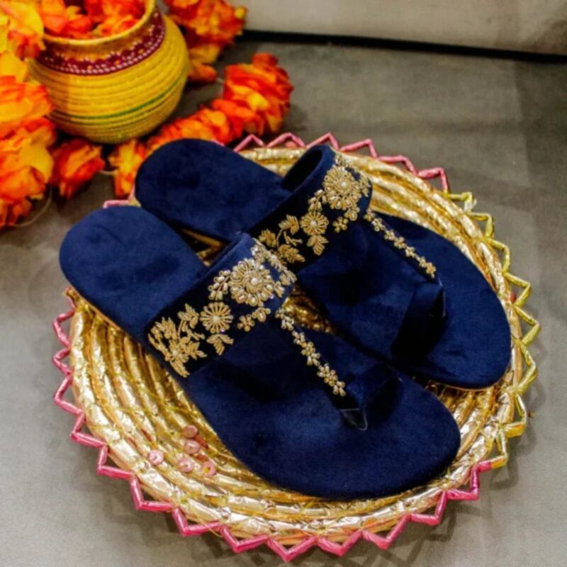 RANI Velvet Kohlapuri Blue