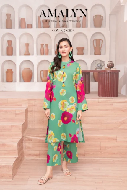 AMAYLLIN Unstitched Lawn Suit Lime Green