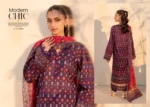 CHUNRI CHARM Dark Purple Printed Lawn Suit