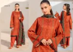 Orange Printed Lawn Suit Chunri Charm