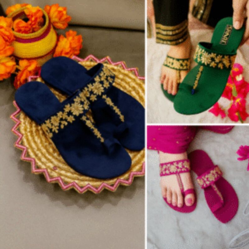 RANI Velvet Kohlapuri Sandals