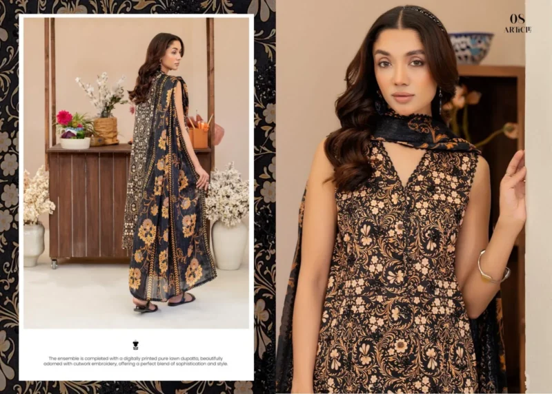 ZIVA By Guljee Lawn Suit Navy Blue