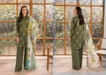 Mahajal Embroidered Lawn Suit ( Mehndi Green)
