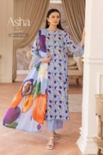 Asha Embroidered Lawn Suit ( Sky Blue)