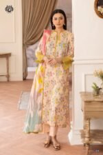 Asha Embroidered Lawn Suit ( Light Peach)