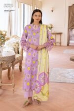 Asha Embroidered Lawn Suit ( Light Purple)