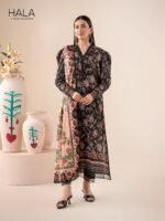 Hala 3-Piece Printed Lawn ( Black)