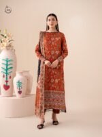 Hala 3-Piece Printed Lawn ( Rust)