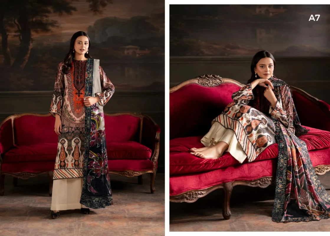 Premium unstitched summer lawn dress for women by Guljee Sorrel 3PC embroidered lawn suit online Pakistan